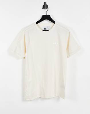 adicolor three stripe non-dyed t-shirt in cream-White