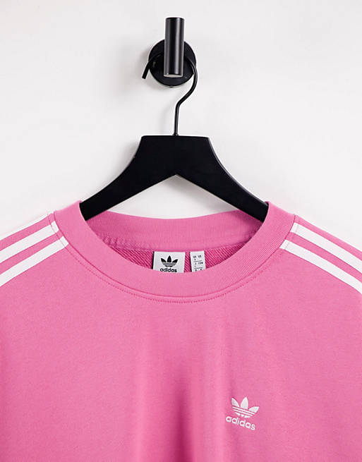 dash At opdage komplikationer adidas Originals adicolor three stripe oversized sweatshirt in pink | ASOS