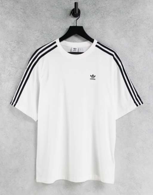 adidas Originals adicolor three stripe oversized t-shirt in white | ASOS