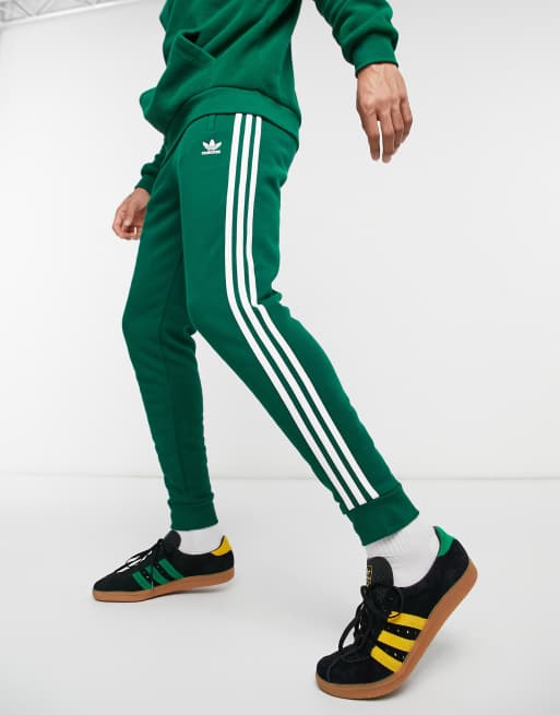 Adidas green 3 stripe pants hot sale