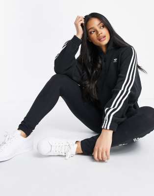 adidas originals adicolor three stripe sweatshirt in black