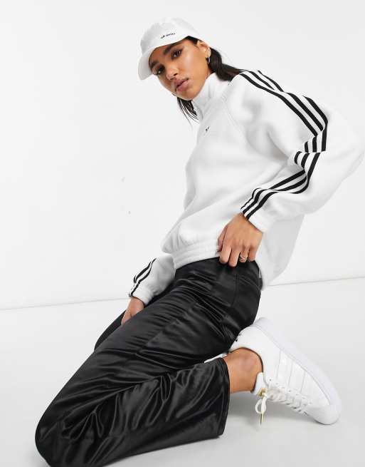 Felpa bianca adidas con zip discount
