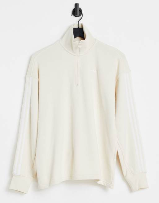 adidas Originals adicolor three stripe quarter zip sweatshirt in