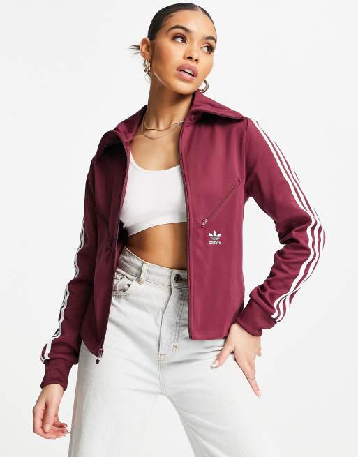 adidas three stripe track jacket crimson | ASOS