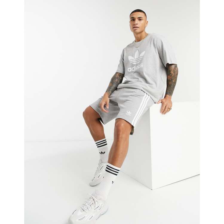 Adidas 3 stripe shorts grey shop