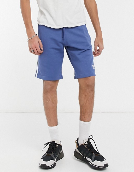 adidas Originals adicolor three stripe shorts in blue