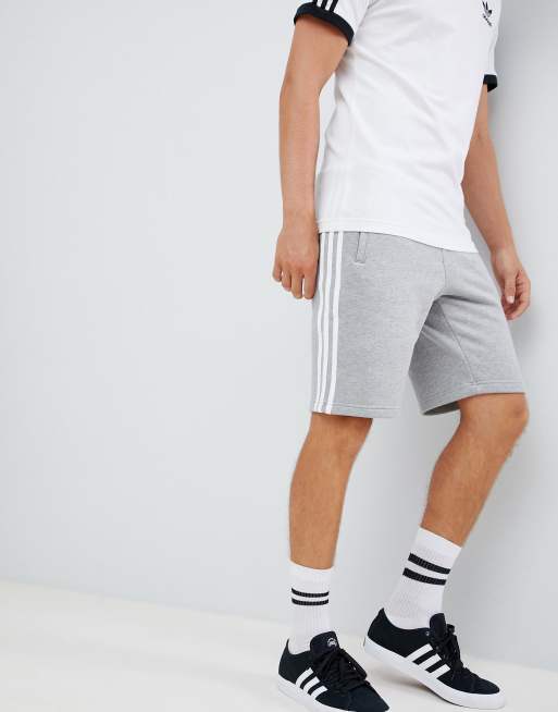adidas Originals adicolor three stripe Shorts in gray