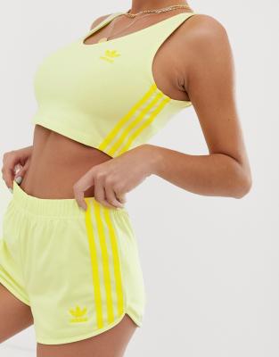 adidas originals adicolor three stripe shorts in yellow