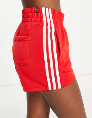 adidas originals 3 stripe shorts red