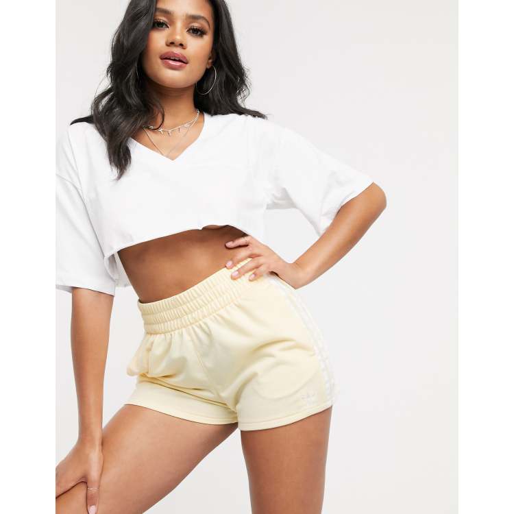 Adidas 3 stripe top yellow shorts