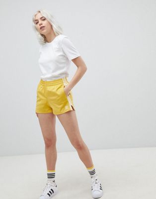 adidas yellow 3 stripe shorts