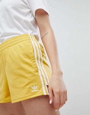 adidas 3 stripe shorts womens yellow