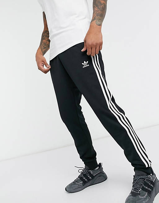 strand End Orientalsk adidas Originals adicolor three stripe skinny sweatpants in black | ASOS