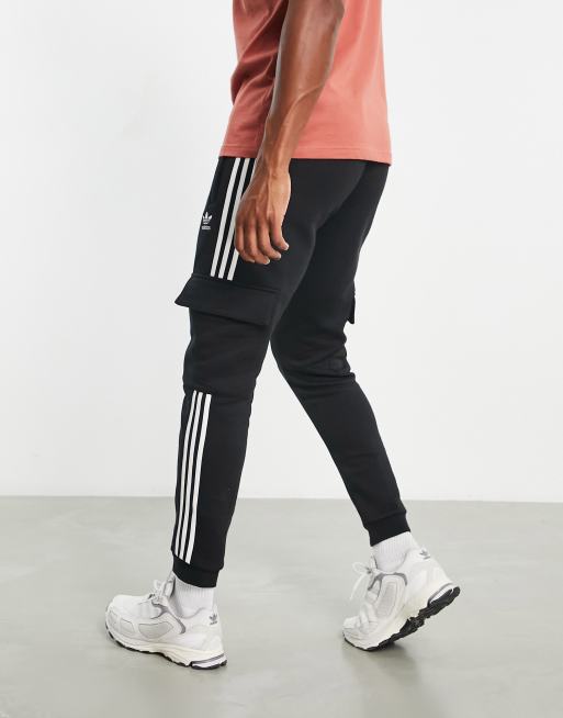 adidas Originals adicolor three stripe skinny sweatpants in black