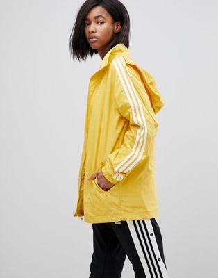 adidas Originals adicolor Three Stripe Stadium Jacket With Hood In Yellow