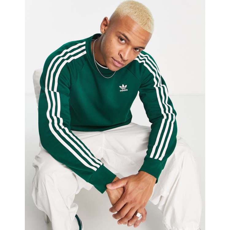 adidas Originals adicolor three stripe sweat in green ASOS