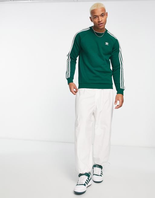 adidas Originals adicolor three stripe sweat in green