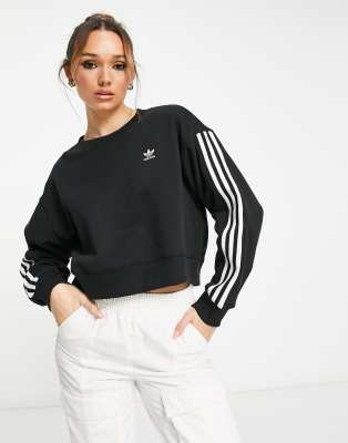 Adidas originals three stripe sweatshirt sale in black