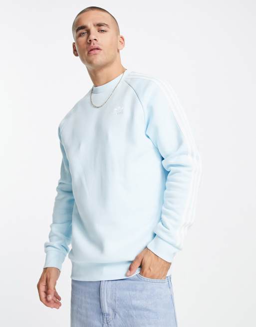 Adidas originals three stripe sweatshirt in blue best sale
