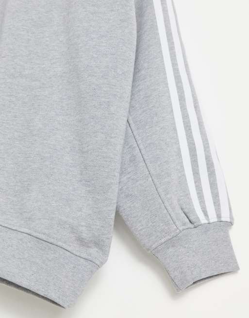 adidas grey jumper white stripes