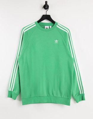 adidas Originals adicolor three stripe sweatshirt in green