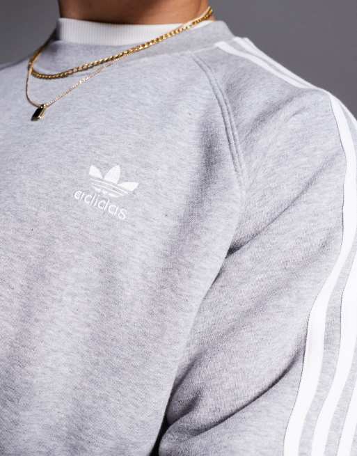 Adidas grey three stripe sweatshirt store