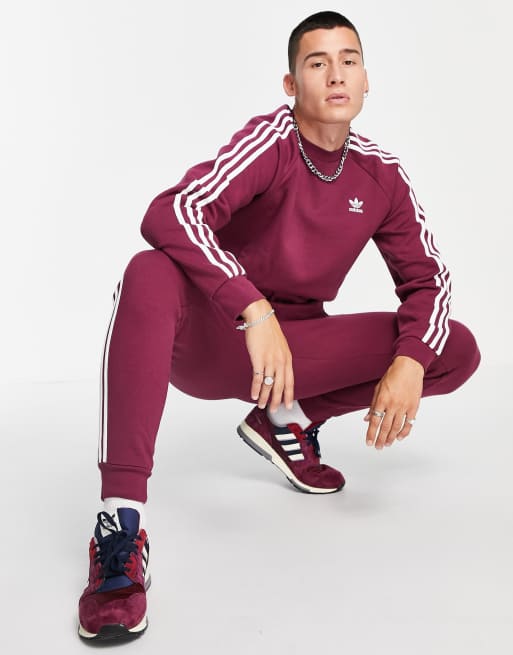 adidas Originals adicolor three stripe sweatshirt in plum | ASOS