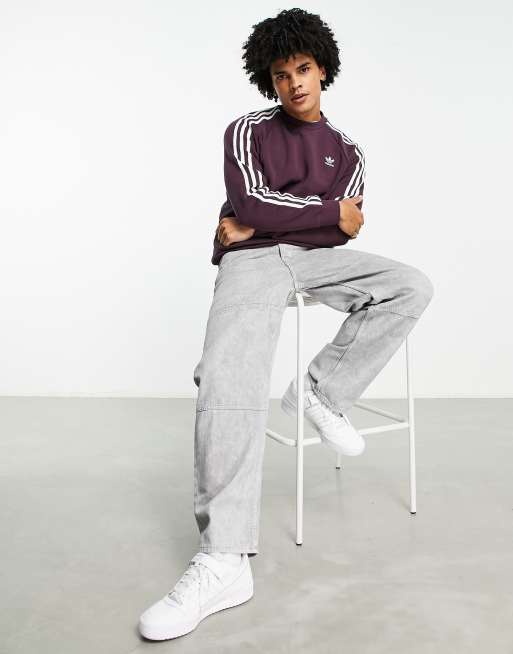 adidas Originals adicolor three stripe sweatshirt in purple | ASOS