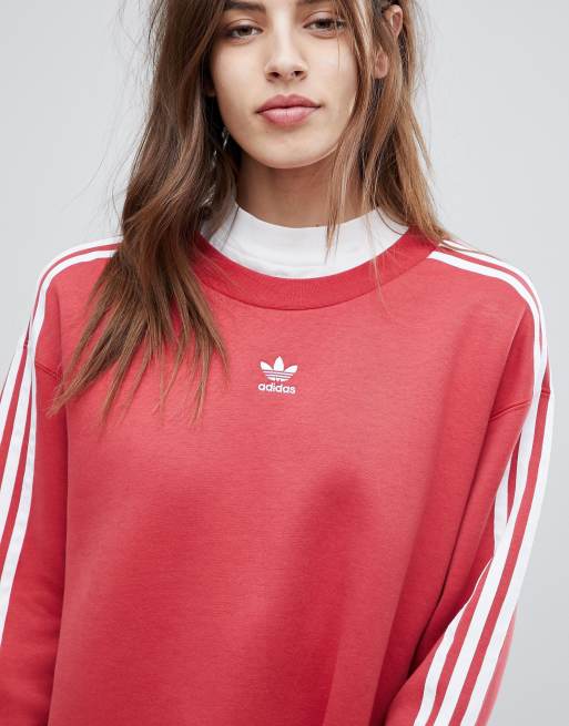 Red adidas sweatshirt womens sale