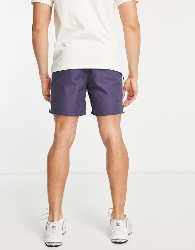 adidas Originals adicolor three stripe swim shorts in navy 0
