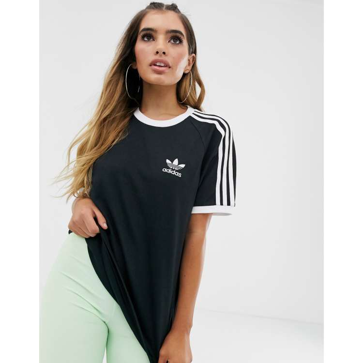 adidas Originals adicolor three stripe t-shirt in black | ASOS