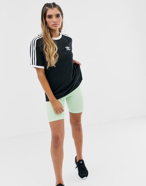 adidas Originals adicolor three stripe t-shirt in black, 4 of 4
