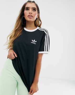 adidas black three stripe t shirt