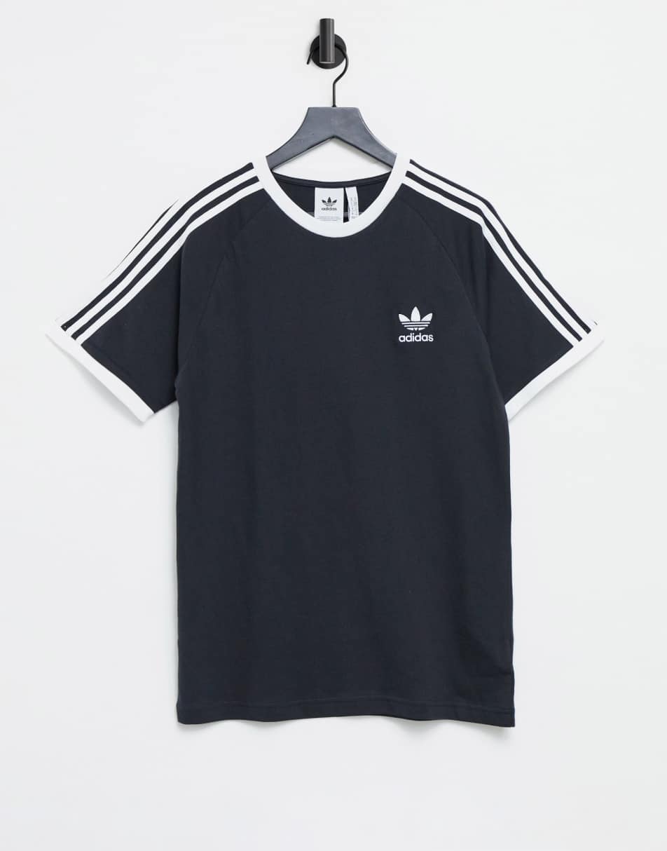 adidas Originals adicolor three stripe t-shirt in black