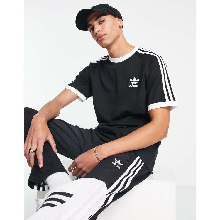 Adidas three stripe t shirt mens clearance
