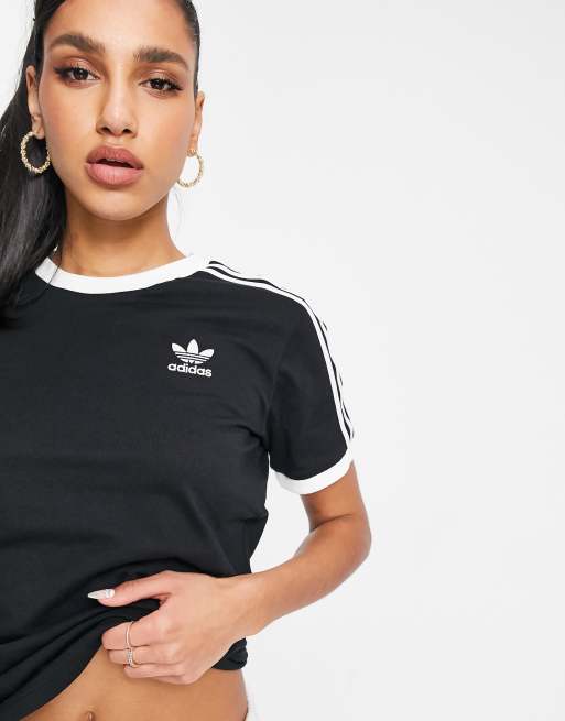 adidas Originals adicolor three stripe t-shirt in black