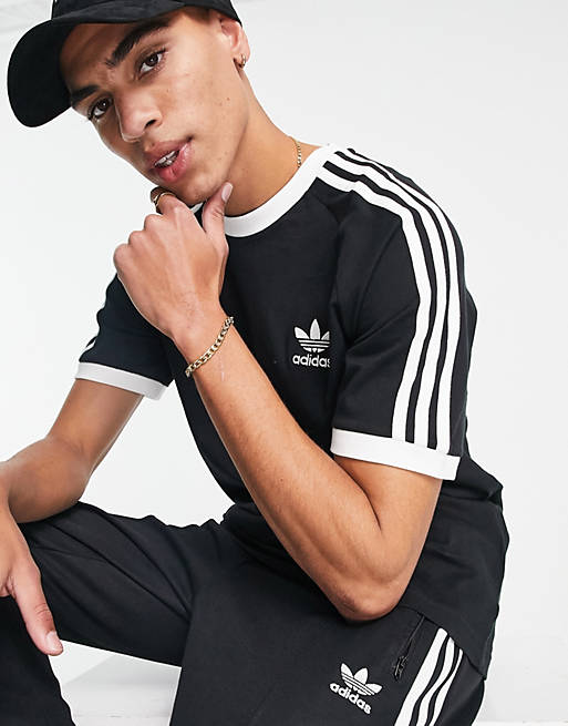 adidas Originals adicolor three stripe t-shirt in black | ASOS