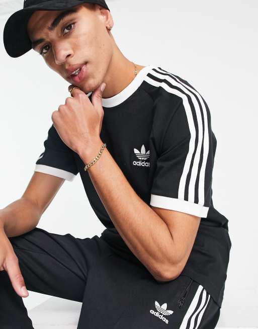 Adidas trefoil 3 stripes cheap t shirt in black