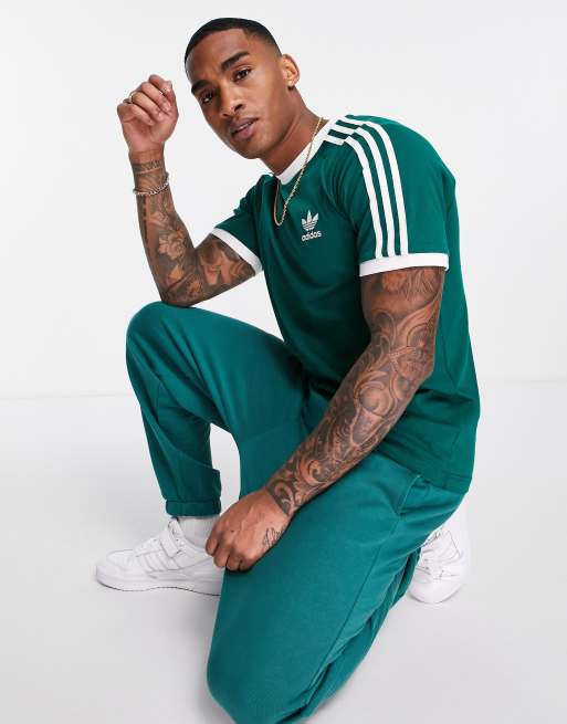 adidas Originals adicolor three stripe t shirt in collegate green