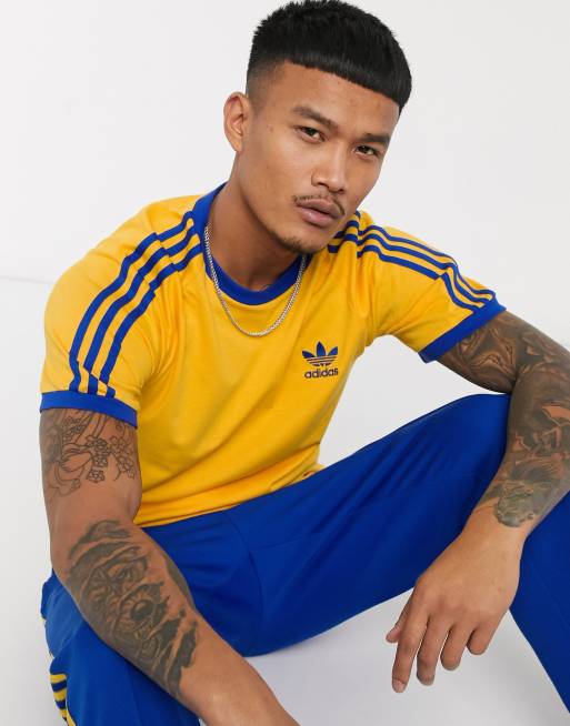 Adidas california t shirt blue cheap and yellow