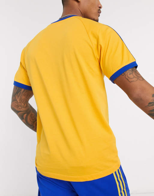 Adidas originals authentic three stripe high neck sweatshirt in yellow sale