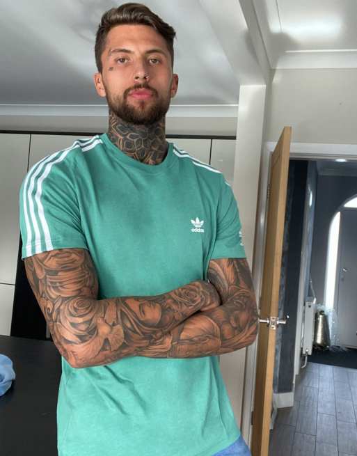 adidas Originals adicolor three stripe t shirt in green