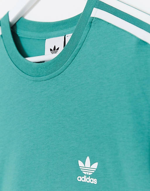 Men adidas Originals adicolor three stripe t-shirt in green 