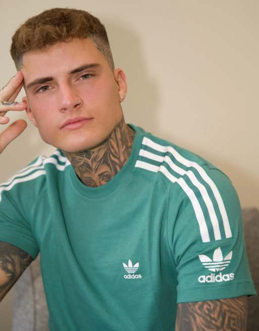 adidas originals california 3 stripe t shirt green