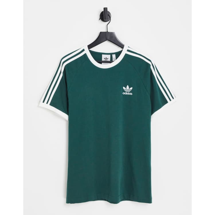 Adidas 3 stripe t shirt green discount