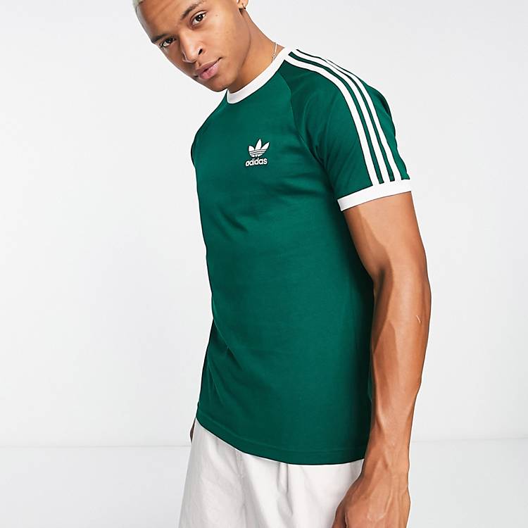 Sprede gnist krise adidas Originals adicolor three stripe t-shirt in green | ASOS