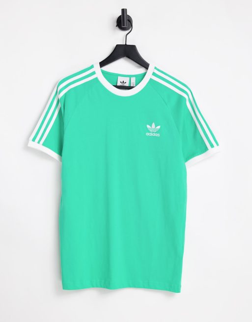 Adidas originals california 3 stripe t shirt green sales