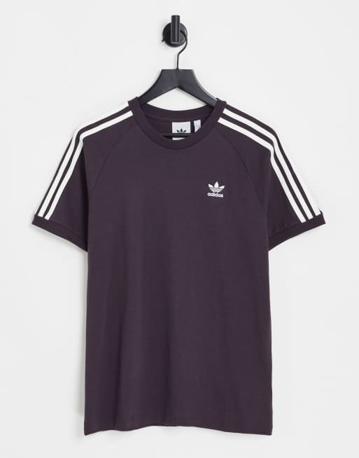 adidas Originals adicolor three stripe t-shirt in maroon