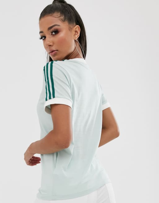 adidas Originals adicolor three stripe t shirt in mint green
