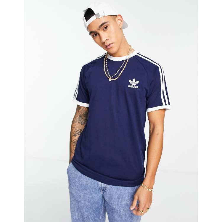 adidas Originals three t-shirt in navy |